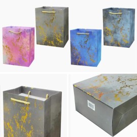 Papierová darčeková taška TORO 32x26x12cm MIX zlaté fľaky