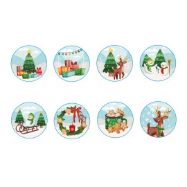 Darčekové nálepky 2,5cm TORO 200ks modré vianočné