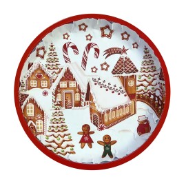 Plechový podnos TORO 26cm perníčková dedinka