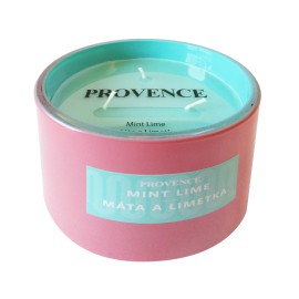 SVIEČKA V SKLE RUŽOVÁ/TYRKYSOVÁ 10,9X8CM 292G