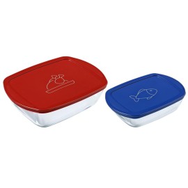 Súprava sklenených dóz s viečkom PYREX 1200ml a 2500ml