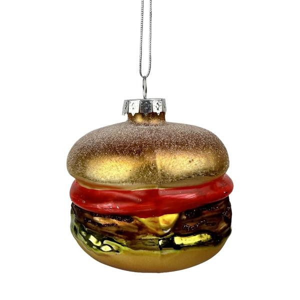 VIANOČNÝ HAMBURGER ORNAMENT 7,5X8,5CM SKLO