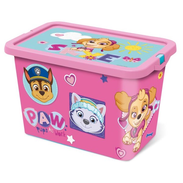 Plastový úložný box s vekom Paw Patrol 7l ružový