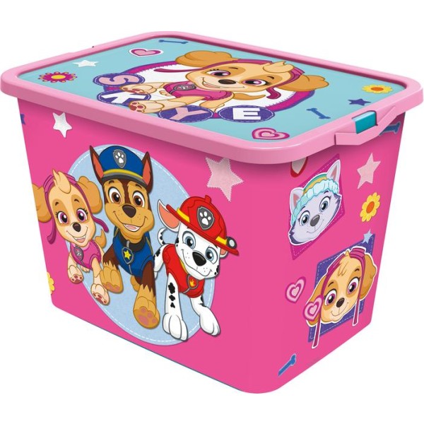 Plastový úložný box s vekom Paw Patrol 23l ružový